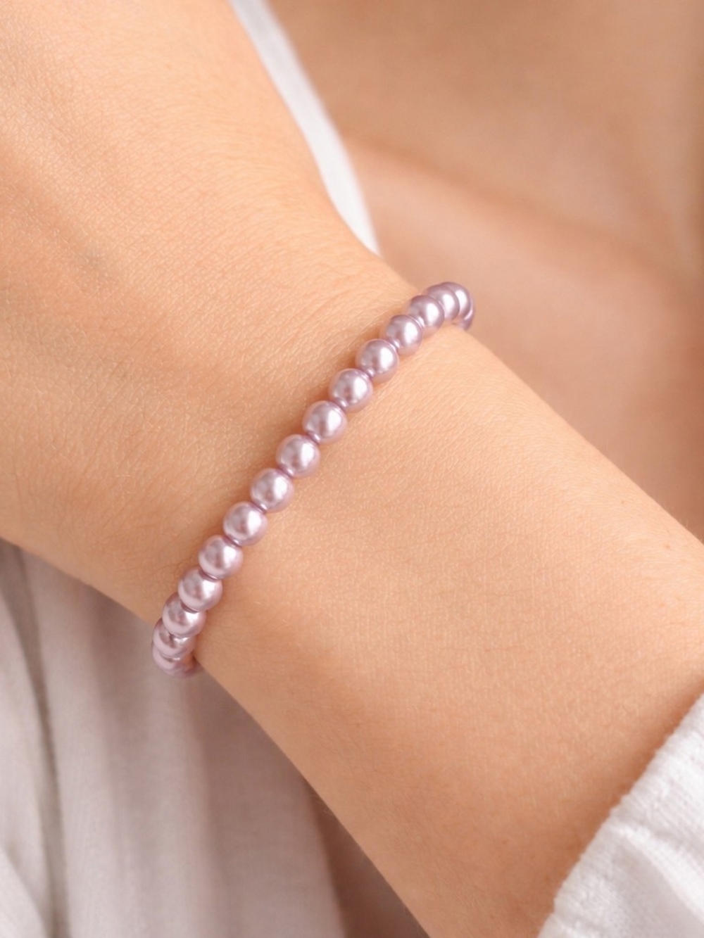 💓 TOCARA Soft Pink Glass Pearls Stretch Bracelet